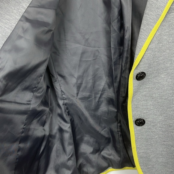 Gap The Academy Blazer 6 Gray/Yellow Double Knit Ponte Ribbon Contrast Stylish - Picture 8 of 12